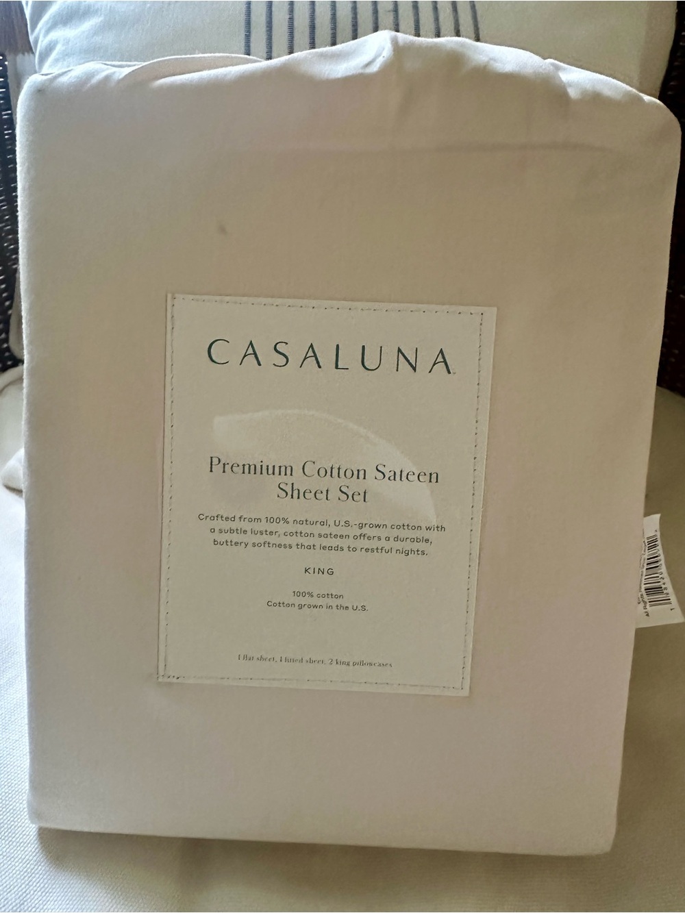Casaluna King Sateen Sheet Set in Light Cream